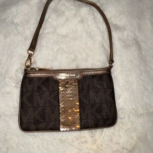 Michael Kors Brown and Gold Clutch